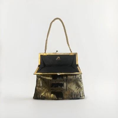 Vintage Black & Gold Koret Purse Evening Bag Clutch - Image 1 of 4