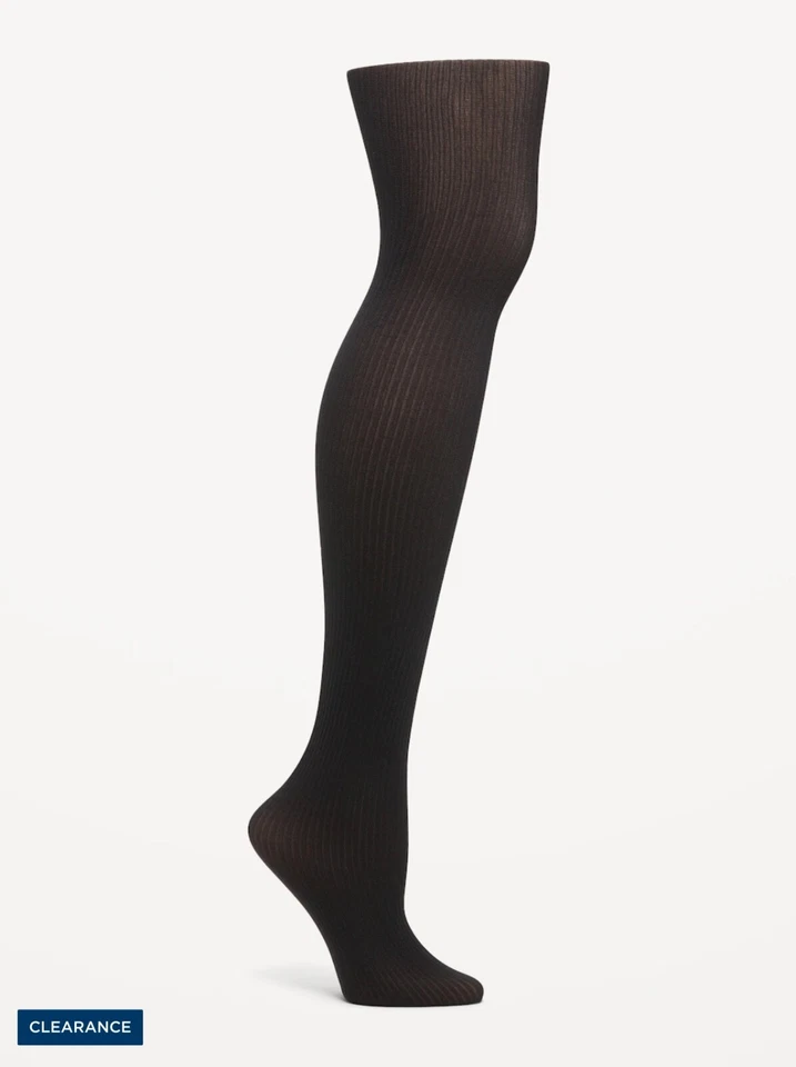 Old Navy Women’s Ribbed Control-Top Tights Black Size XS-S M-L XL-XXL - Image 1 of 2