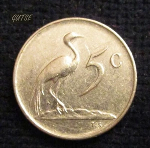 SUDÁFRICA, 5 CENTAVOS 1971, GRÚA AZUL, MUY BUEN ESTADO. - Imagen 1 de 2
