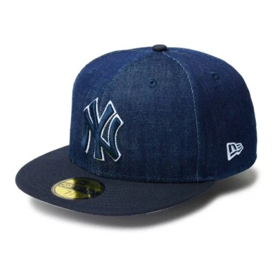 NEW ERA 59 Fifty Cap MLB Denim 2-Tone New York Yankees Indigo Denim x Navy Visor - Image 1 of 4