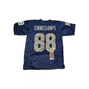 Maglia Notre Dame 1988 SQUADRA FIRMATA Irish 88 Champs JSA Wit 34 Autos Holtz Ismail - Foto 1 di 5