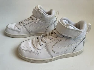 Nike Court Borough 2 Mid White White Little Kids Shoes 11.5C - Picture 1 of 11
