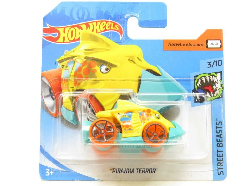 Hotwheels Piranha Terrore Giallo Strada Animali FYD44 Piccolo Scheda 1 64 Scala - Immagine 1 di 2