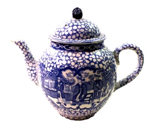 William Adams Blue & White English Chinese Bird Tea Pot with Lid - Picture 1 of 10