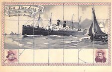 Red Star Line,  Steam Ship, Dutch Tile Design, Old Postcard