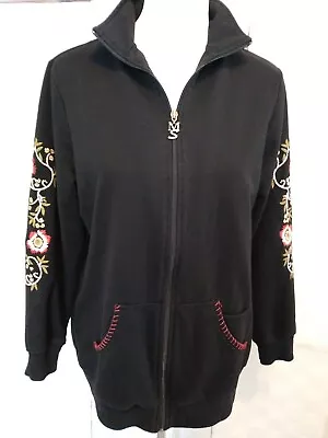 Maggie Sweet Sport Black Long Sleevee Embroidered Womens Sweatshirt Jacket Sz... - Image 1 of 4