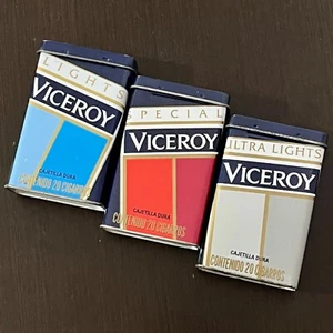 SET DE 3 CIGARRERAS METÁLICAS VICEROY MÉXICO AÑOS 90´S METAL TINS - Imagen 1 de 7