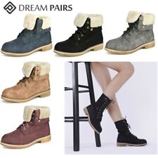 DREAM PAIRS Women Combat Boots Warm Fur Lined Lace Up Ankle Boots Booties