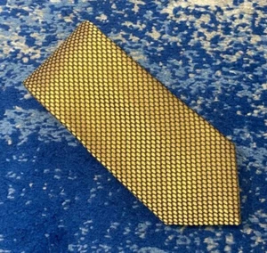 Corbata de seda geométrica dorada negra blanca negra Ermenegildo Zegna hecha en Italia - Imagen 1 de 4