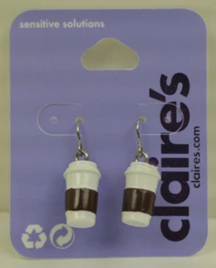 Claire's Coffee Cup Drop Earrings (G131424-1 LOC. BIN#4) - Picture 1 of 2