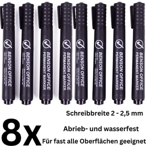 Permanent Marker Markierstift Rundspitze schwarz Abrieb-und Wasserfest 2x4er Set - Bild 1 von 3