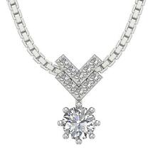 Solitaire Fashion Pendant Necklace SI1 G 0.55 Ct Round Diamond 14K White Gold