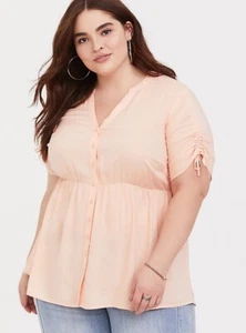 Torrid Orange Pfirsich Challis Babydoll T-Shirt mit Bindeärmeln Größe 1 - Bild 1 von 12
