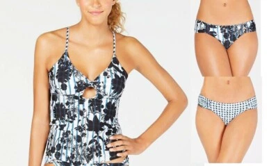Lucky Brand On the Grid Keyhole Tankini & Reversable Hipster SIze L Swimsuit NWT - Image 1 of 4