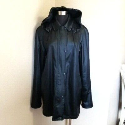 Carlisle Black Reptile Print Hooded Zip Snap Front Jacket Lined Size 10 - Изображение 1 из 4