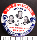 Apollo 11 First Men On The Moon (1969) 3,5 pouces Vintage NASA Pin-Back