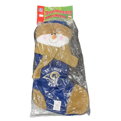 Vintage SC Christmas St. Louis Rams Snowman Blue Xmas Stocking Cover