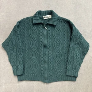 Aran Crafts Merino Wool Full Zip Sweater Cable Knit Irish 100% Wool Unisex XL - Picture 1 of 13
