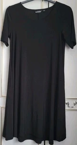 Nina Leonard Ladies Black Stretch Shift Trapeze Dress With Side Pockets Size M - Picture 1 of 4