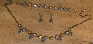 Lia Sophia Earrings, Bracelet, Necklace Set Antique Gold Tone Brown - Picture 1 of 9
