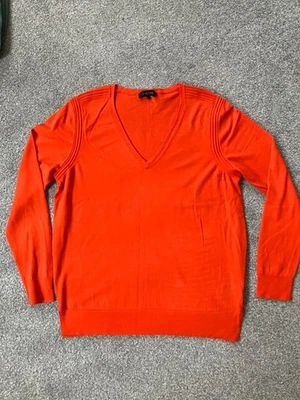 Jaeger bright orange fine wool v-neck jumper XL or L very good condition - Image 1 of 4