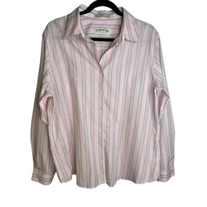 Orvis Button Up Striped Shirt SZ 16 Pink Boho - Picture 1 of 13