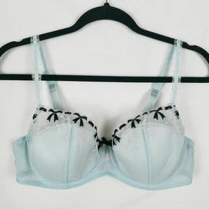 Vintage Victorias Secret Balconette BH 40C Bügel leicht gefüttert blau Schleife Y2K - Bild 1 von 12