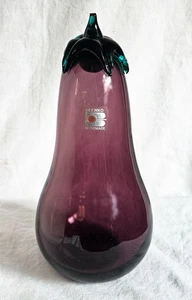 Blenko Vidrio Soplado Berenjena 9" Púrpura Verde Oscuro Tallo Aplicado - Imagen 1 de 6