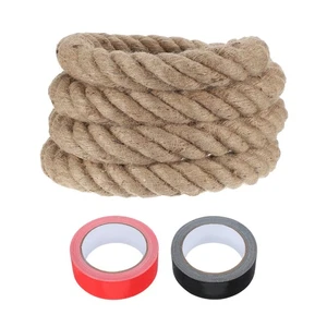 2 Inch x 10ft Heavy Thick Natural Jute Rope Twine Rope with 2 Roll Tapes - Imagen 1 de 6