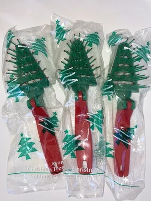 3 - 1994 Avon Folding Hair Brush Christmas Tree Shape NOS Vintage Purse Kid Gift - Image 1 of 4