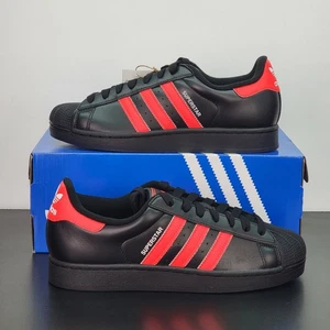 Adidas Superstar Herren Größe 11,5 Sportschuhe Schwarz Rot Freizeit Turnschuhe - Bild 1 von 9