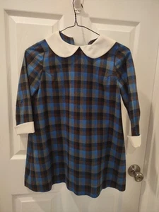 Vintage 50/60's Girls Blue Plaid Dress Sz 5/6 Great Shape - Bild 1 von 9