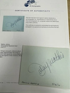 Johnny Mathis & Marty Brill Signed Autographed Card Vintage JG COA - Picture 1 of 2