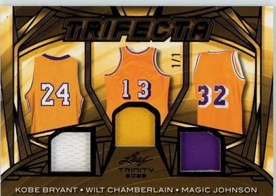 PARCHE TRIPLE KOBE BRYANT WILT CHAMBERLAIN MAGIC JOHNSON 1/1 2025 HOJA TRIFECTA Foto 1 de 2