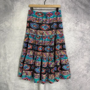 Vintage 90er Jahre y2k Southwestern Stufen Maxirock bunt Azteken Festival Boho künstlerisch - Bild 1 von 7