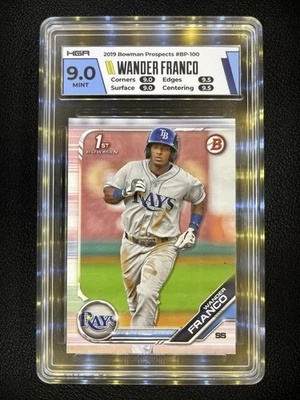 HGA 9.0 MINT- 2019 BOWMAN PROSPECTS- WANDER FRANCO #BP-100 RAYS - Image 1 of 2