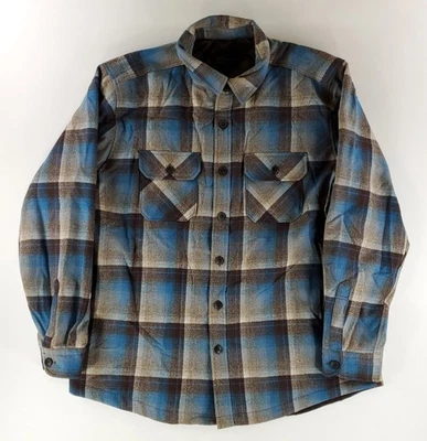 Pendleton Shirt Jacket Wool Button Up Blue Brown Plaid Mens XXL - Image 1 of 4