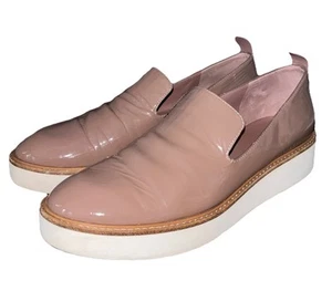 Vince Sanders Shoes Women's Patent Leather Platform Slip On Sneakers Taupe Sz 9* - Picture 1 of 13