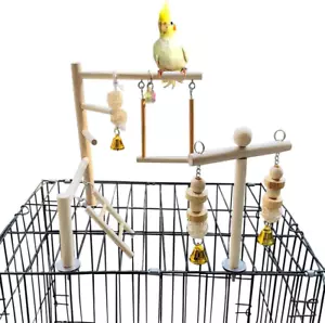 Bird Playground Parrot Play Gym Parakeet Cage Play Stand Wooden Perches Playpen - Picture 1 of 7