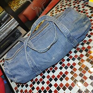 Vtg 80's 90's Denim 20" Blue Jean Weekender Duffle Bag Oversized Zipper Unisex
