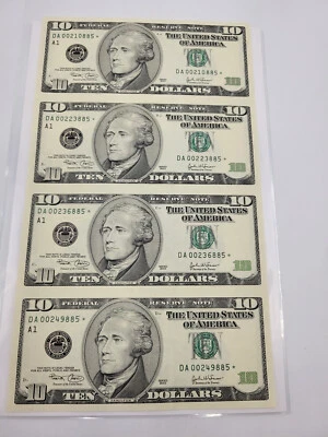 🌟 2003 Federal Reserve $10 DA STAR Uncut Note Sheet 416,000 TOTAL PRINTED RARE - Image 1 of 3
