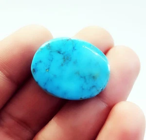 Turquesa natural 27,57 quilates piedras preciosas sueltas sin calefacción certificadas forma opaca ovalada - Imagen 1 de 8