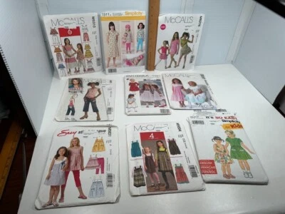 9 Girls McCall's Simplicity Butterick Sewing Patterns UNCUT Girls Sz 2-8 Dress - Image 1 of 4