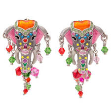 Ritzy Couture Royal Maharaja Painted Elephant Multicolor Dangle Earrings