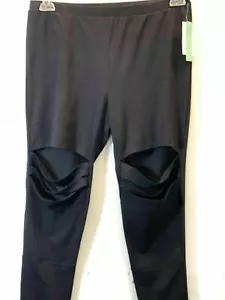 Abound Women's Black Cotton Blend Thigh Cut out Black Leggings Size M L XL - Picture 1 of 11