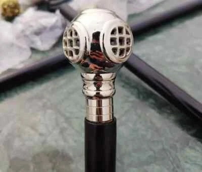 Bastón de latón cromado para hombre con incrustación de bastón para caminar mango de casco de buceo náutico Foto 1 de 4