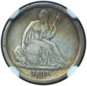 1837 Seated Liberty Dime VF20 NGC - Scarce Date w/ Nice Toning - Picture 1 of 5