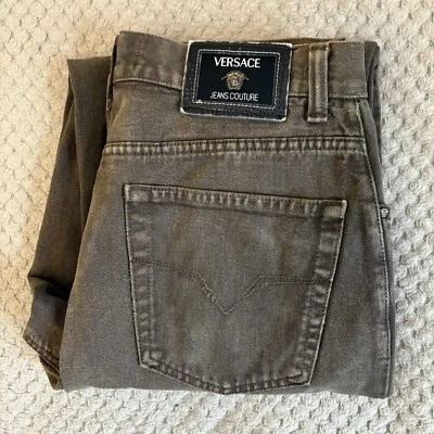 Jeans Versace Couture Talla 35 Medidas W31 L34 Marrón Pierna Recta Encogido Foto 1 de 4