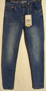 Women's Pull & Bear Skinny High Waist Stretch Blue Jeans Size 10 Leg 27" NWT - Picture 1 of 16