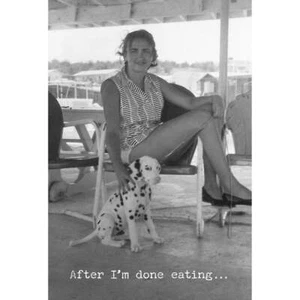 Comer terminado | Tarjeta de felicitación | Hablar basura de Annie | Humor vintage - Imagen 1 de 1